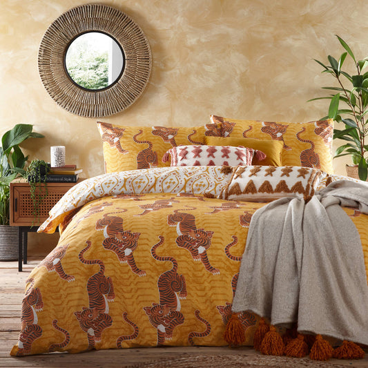 Bedding set Tibetan Tiger Tribal mustard yellow/ for one person (single) and for a double (double)