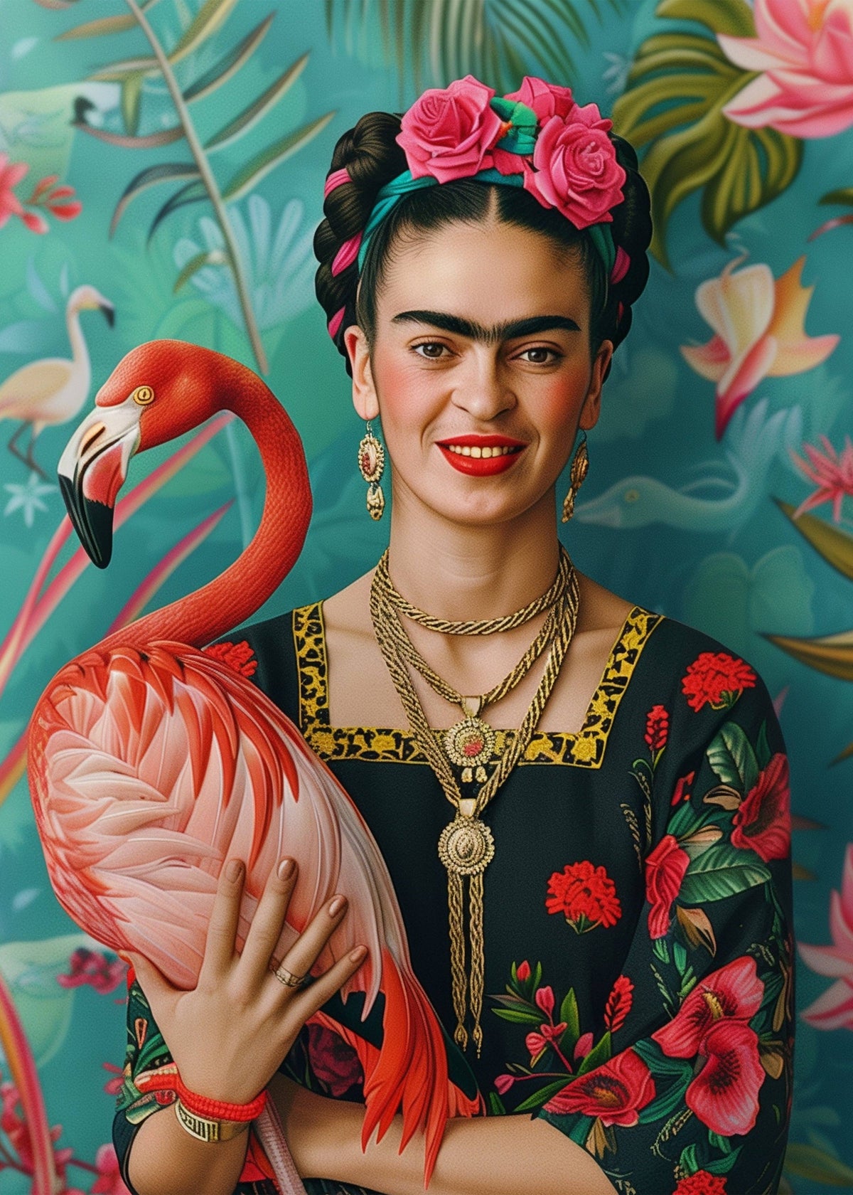 Frida Kahlo: Frida Kahlo flamingon kanssa | Kaart Fripperies