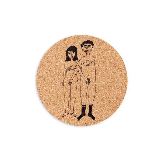 Korkkiset lasinalustat 6 kpl - Naked Couple, helen b - Lempi Lifestyle