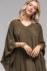 Poncho Neulosta, Hapsuilla - paisley-kuvio, beige