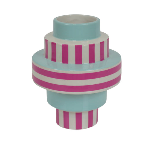 Vase mint - neon pink stripe