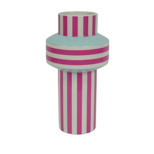 Vase mint- neon pink stripe