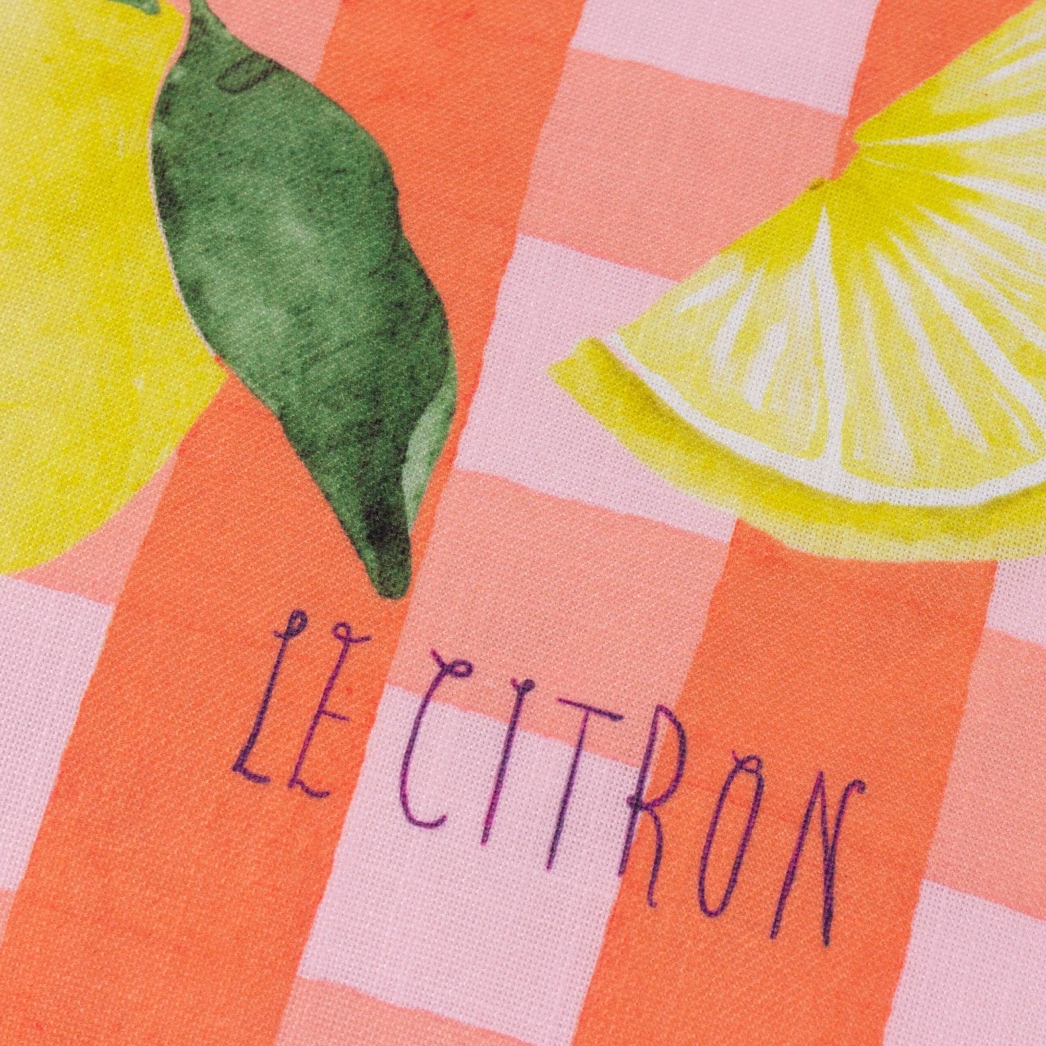 Gingham Citron Printed RuSisustustyyny röyhelöillä - värikäs sitruunakuvio 43 x 43 cm - Lempi Lifestyle