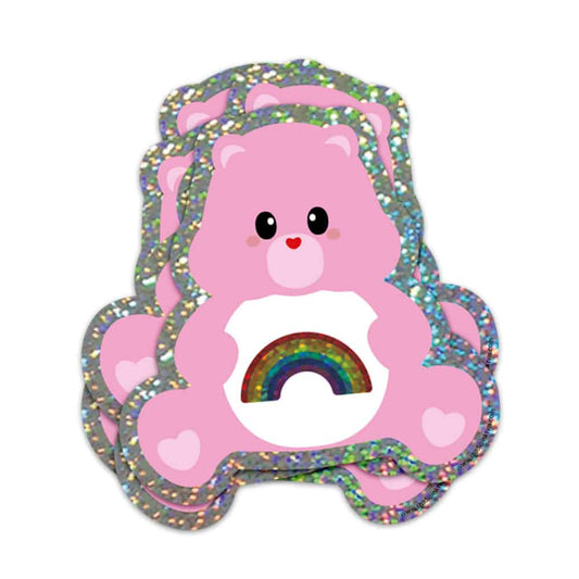 Glitter sticker Care bear Sending rainbows - Lempi Lifestyle