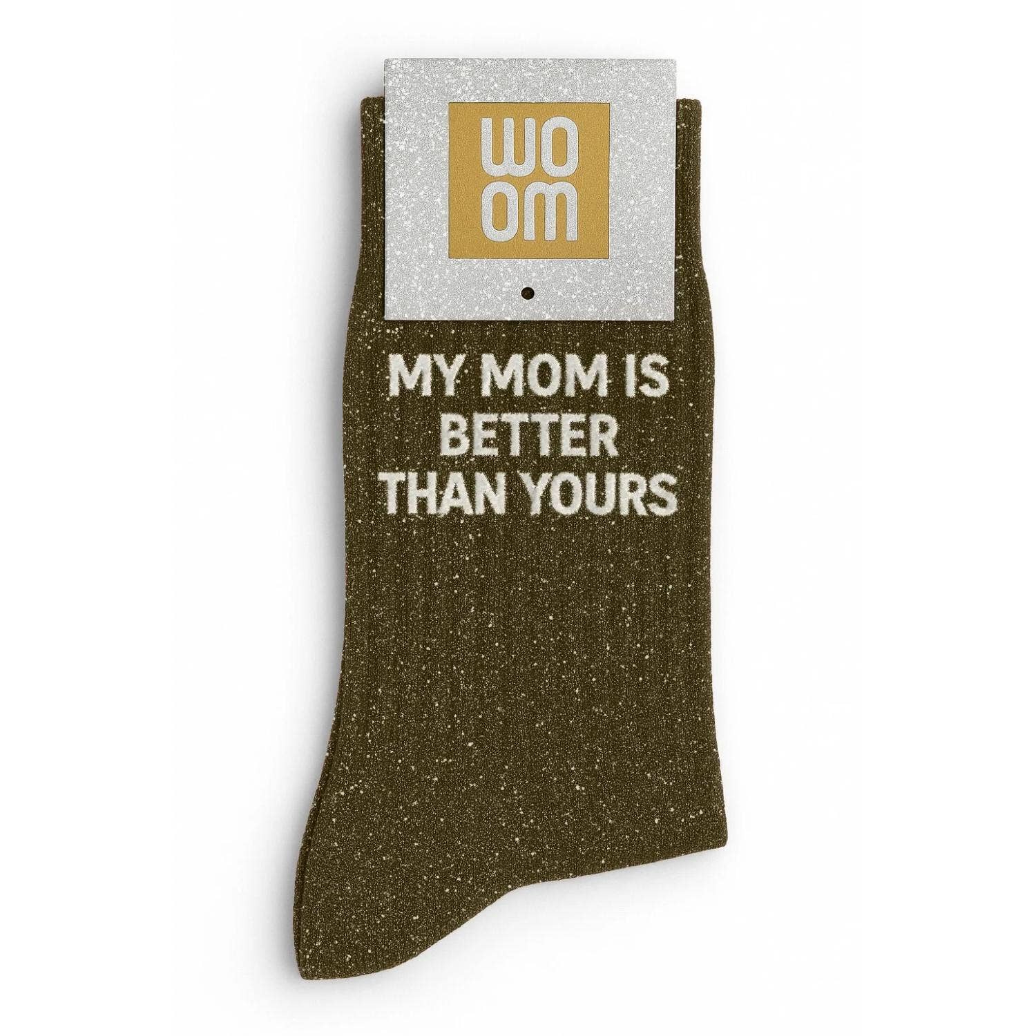 Glittersukat My Mom is better Than Yours - khaki kimallesukat - Lempi Lifestyle