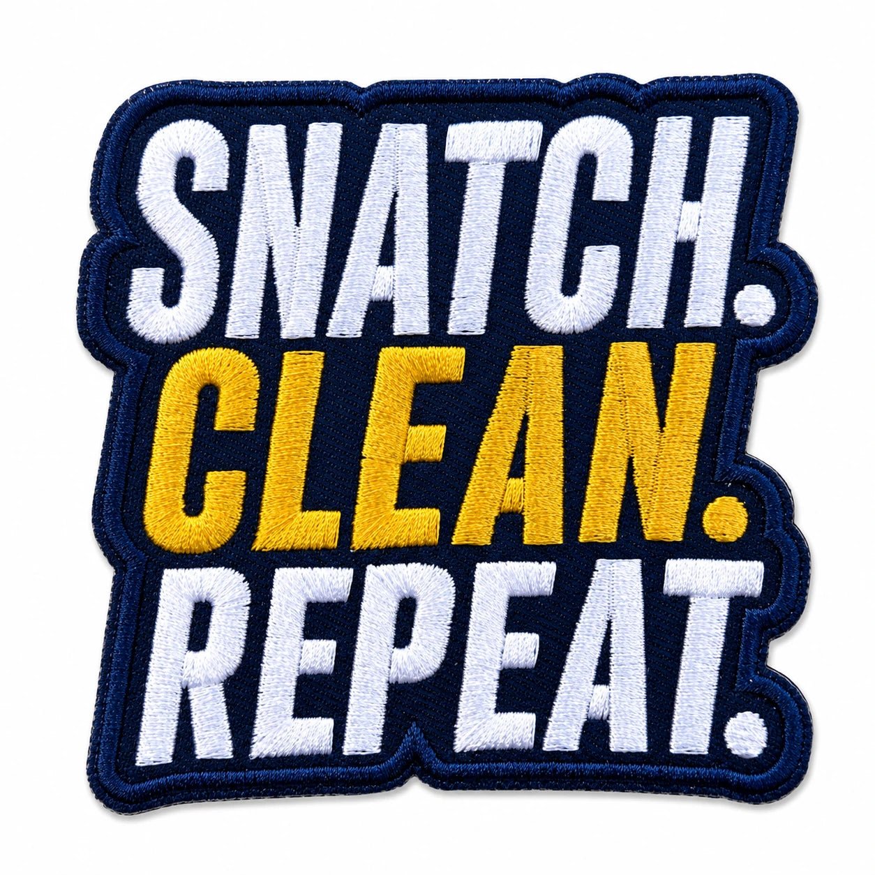 Hauska reppumerkki / Morale Patch treenireppuun ja kasseihin - Snatch. Clean. Repeat. - Lempi Lifestyle