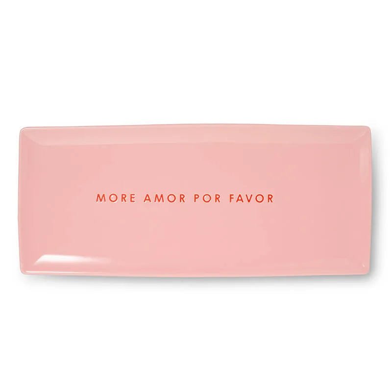 Iso tarjoilulautanen MORE AMOR POR FAVOR I vaaleanpunainen 35 x 15 cm - Lempi Lifestyle