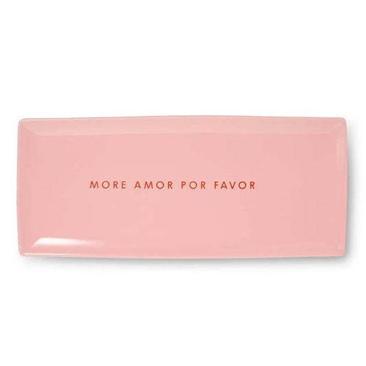Iso tarjoilulautanen MORE AMOR POR FAVOR I vaaleanpunainen 35 x 15 cm - Lempi Lifestyle