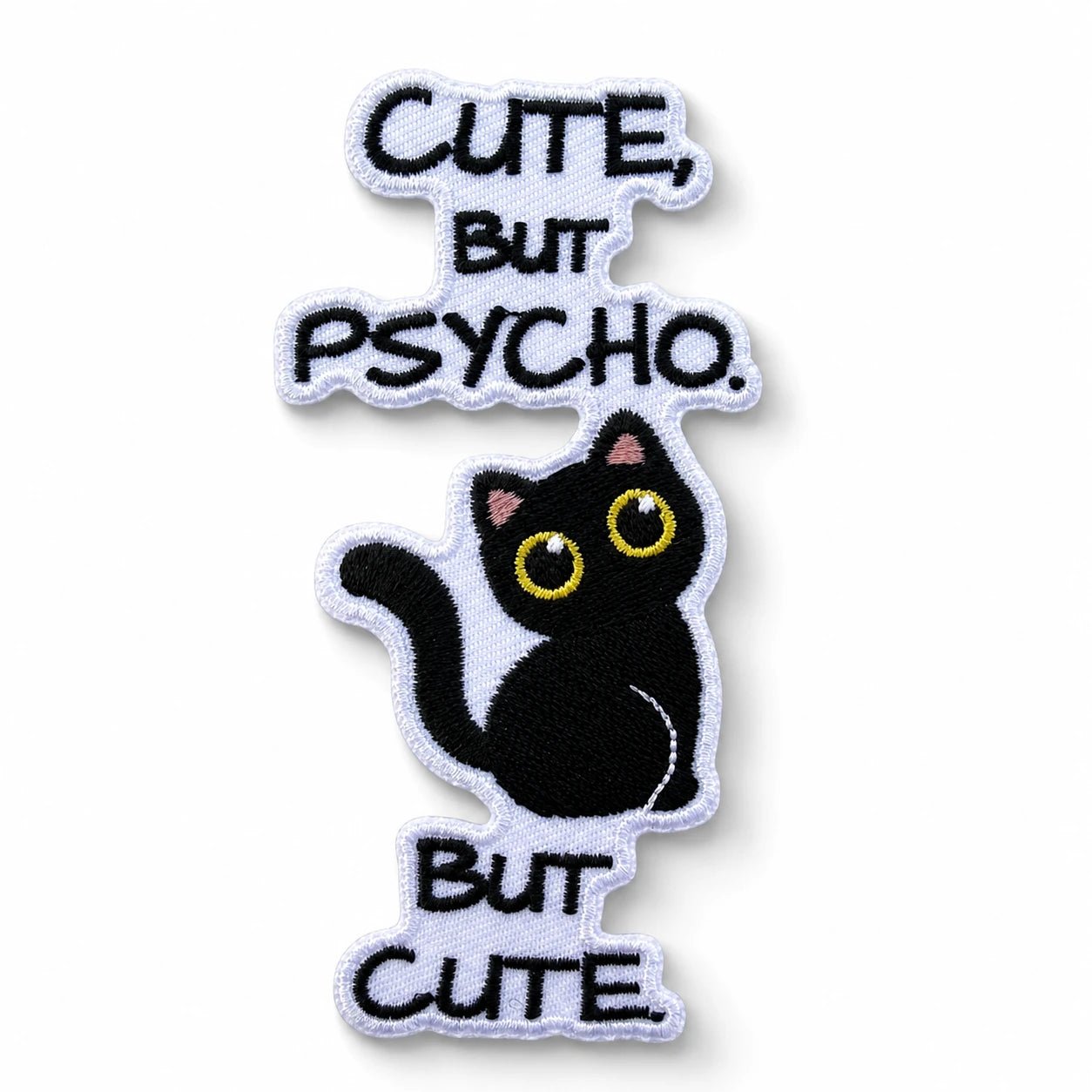 Kangasmerkki - Cute, but psycho. but cute.hauska haalarimerkki - Lempi Lifestyle
