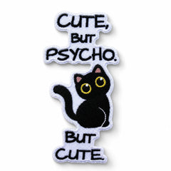 Kangasmerkki - Cute, but psycho. but cute.hauska haalarimerkki - Lempi Lifestyle