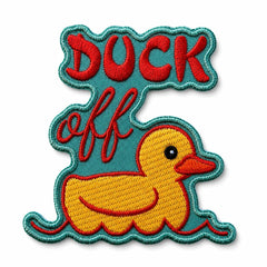 Kangasmerkki - Duck off, hauska haalarimerkki - Lempi Lifestyle