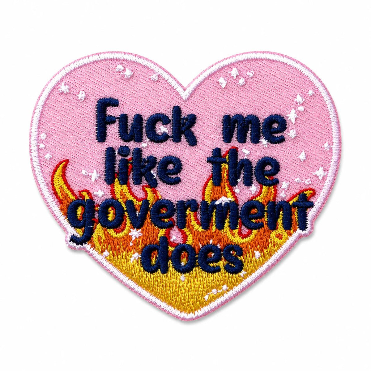Kangasmerkki - Fuck me like the goverment does, hauska haalarimerkki - Lempi Lifestyle