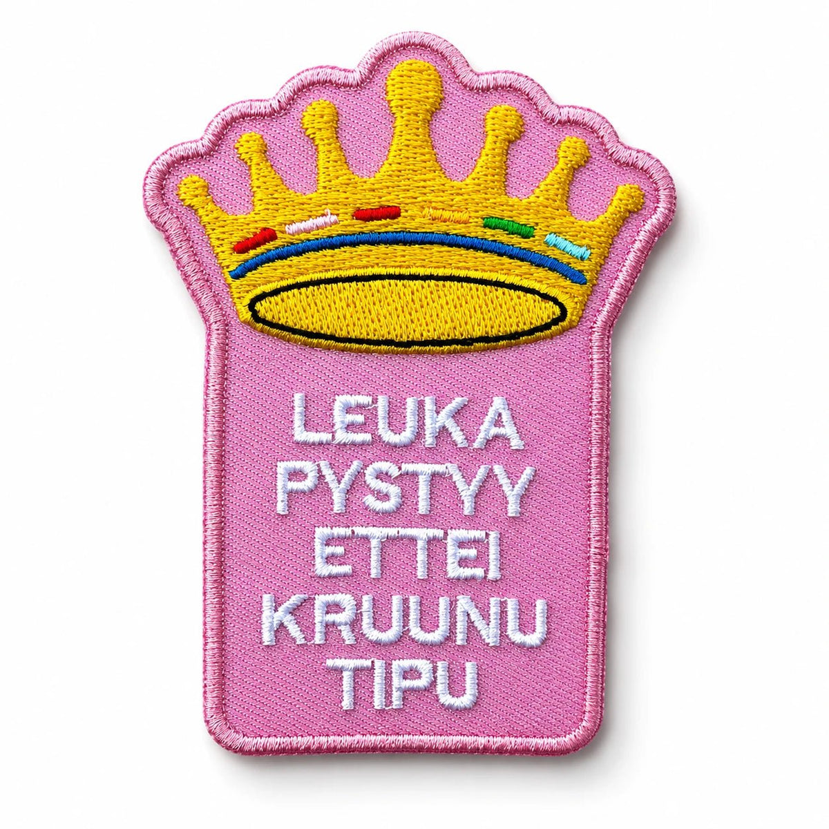 Kangasmerkki - Leuka pystyy ettei kruunu tipu hauska haalarimerkki - Lempi Lifestyle