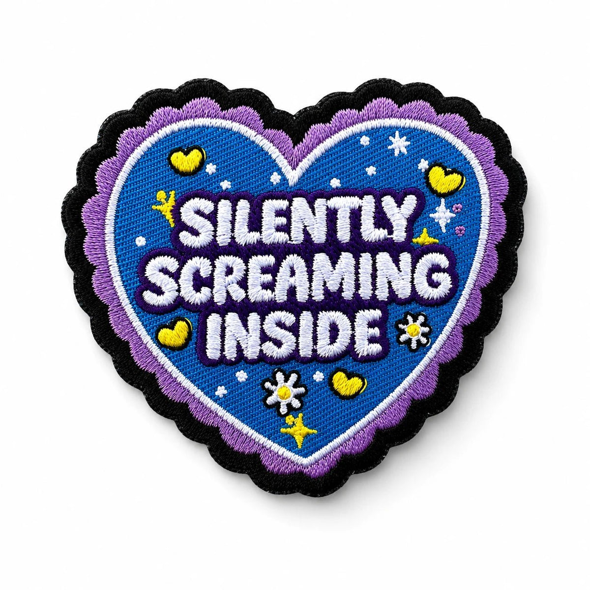 Kangasmerkki - Silently screaming inside hauska haalarimerkki - Lempi Lifestyle
