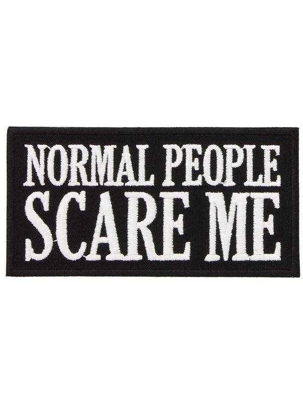 Kangasmerkki silitettäväI Normal people scare me haalarimerkki - Lempi Lifestyle