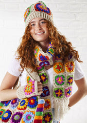 Käsinvirkattu kassi, crochet isoäidinneliö, musta - Lempi Lifestyle