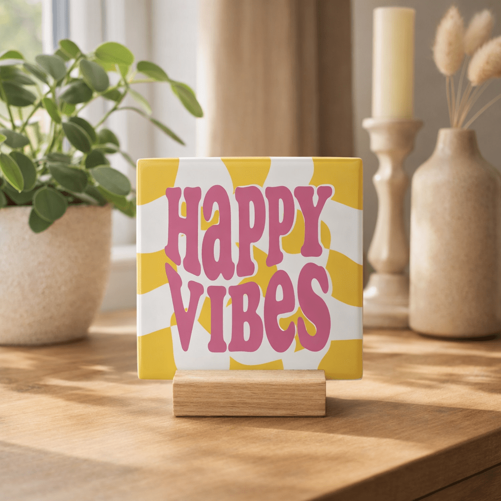 Keraamiset koristelaatat - happy vibes - Lempi Lifestyle