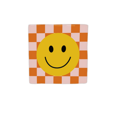 Keraamiset koristelaatat - smiley hymynaama ruudukolla - Lempi Lifestyle