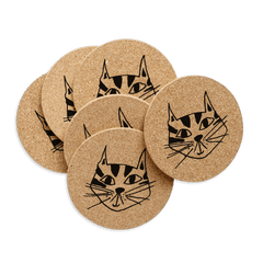Korkkiset lasinalustat 6 kpl - Kitty, helen b - Lempi Lifestyle