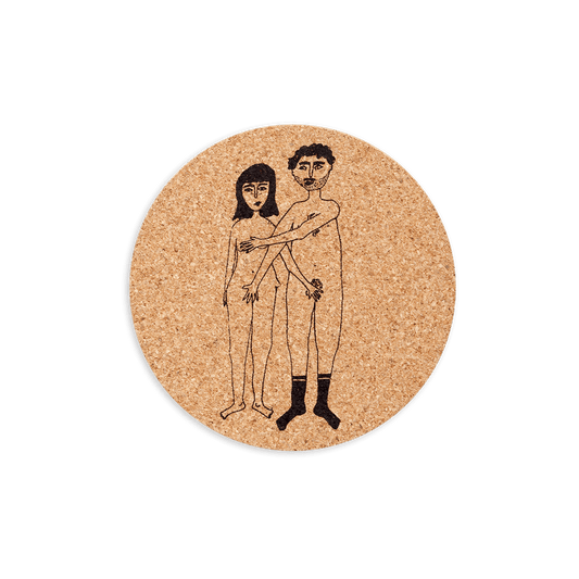 Korkkiset lasinalustat 6 kpl - Naked Couple, helen b - Lempi Lifestyle