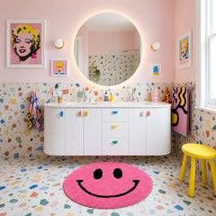 Kylpyhuoneen matto - Pinkki Hymynaama - Lempi Lifestyle