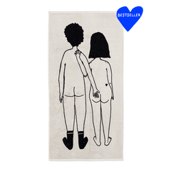 Kylpypyyhe 70 x 140 cm - Naked Couple back, helen b - Lempi Lifestyle