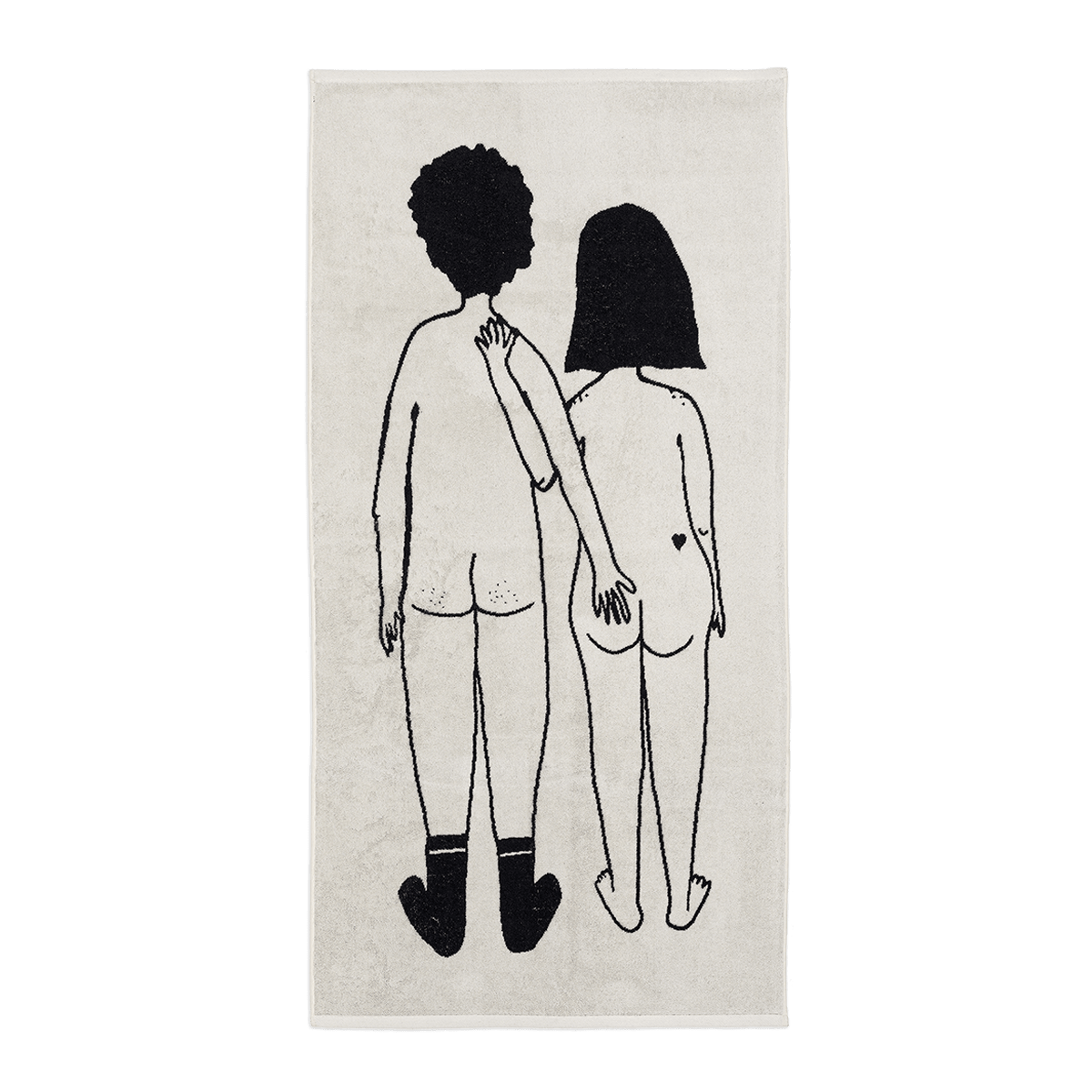 Kylpypyyhe 70 x 140 cm - Naked Couple back, helen b - Lempi Lifestyle