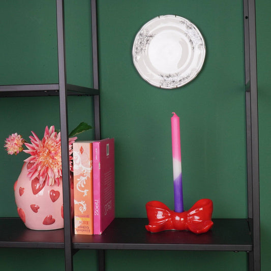 Kynttilänjalka iso rusetti I punainen 18 cm - Lempi Lifestyle