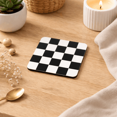 Lasinalunen pahvia - Checkerboard pattern ruutukuosi mustavalkoinen - Lempi Lifestyle