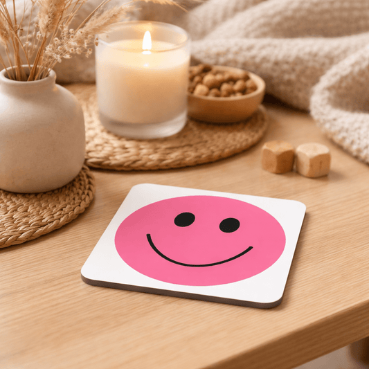Lasinalunen pahvia - Pink smiley hymynaama - Lempi Lifestyle
