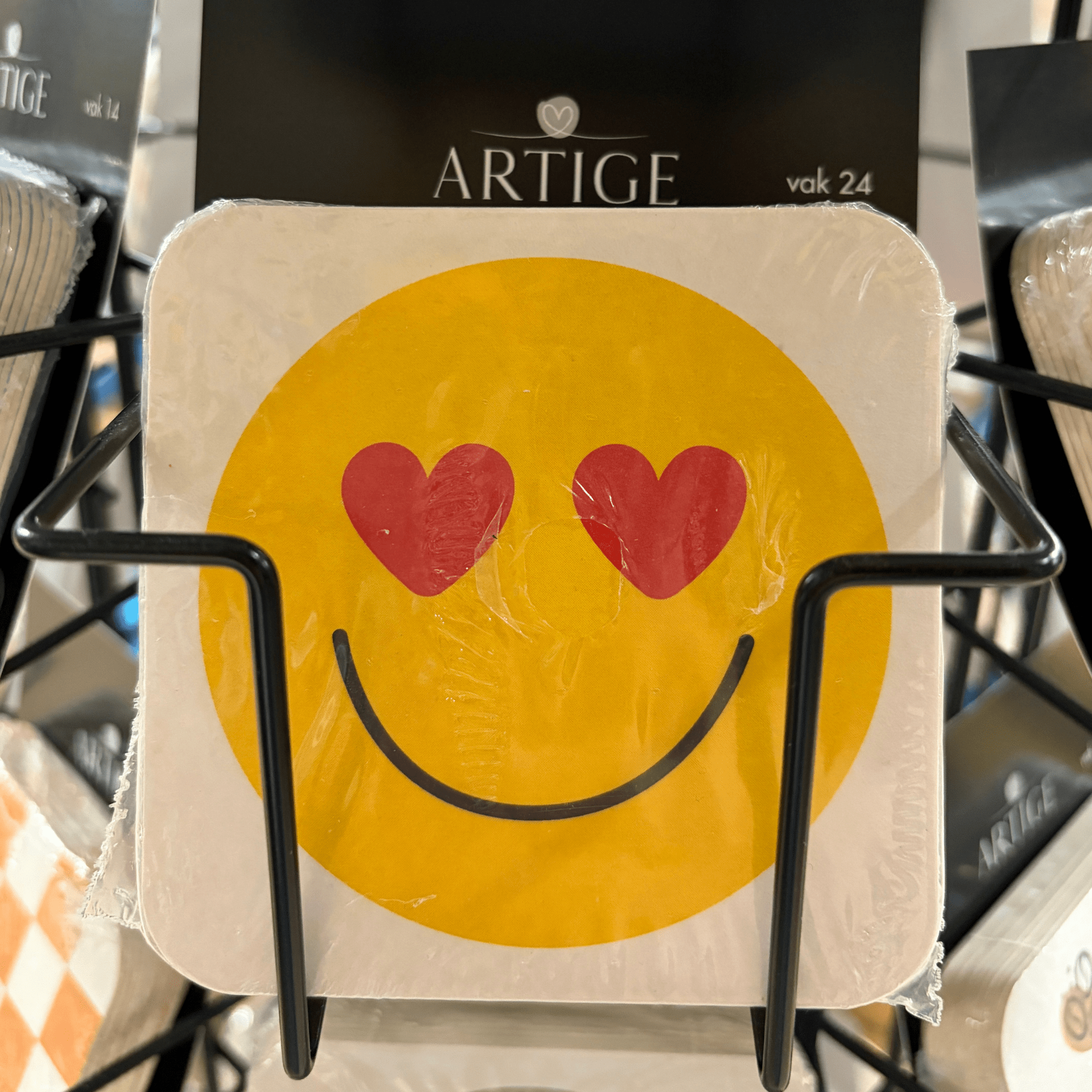 Lasinalunen pahvia - smiley sydän silmät - Lempi Lifestyle