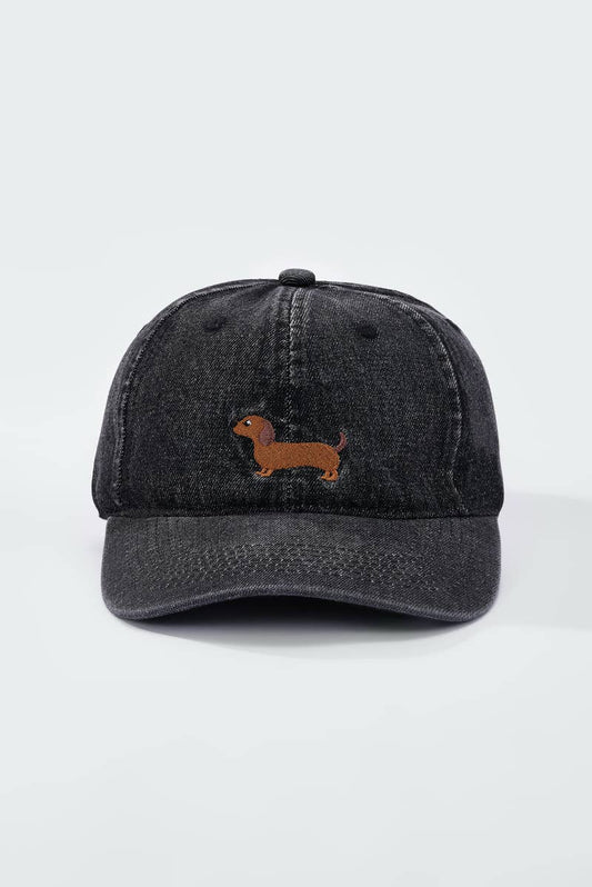 Lippalakki mäyräkoira brodeerauksella - denimlippis - Lempi Lifestyle