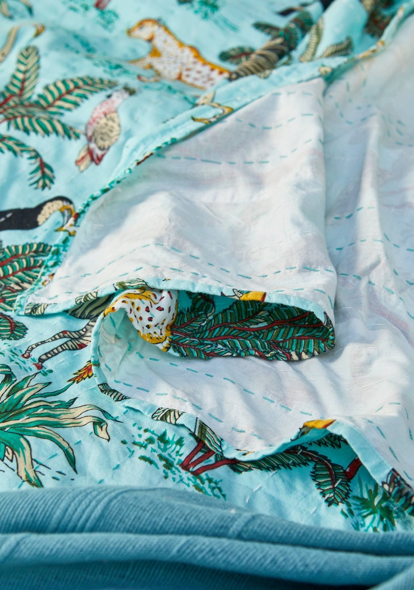 Päiväpeitto Jungle, 200 x 230 cm vaalea turkoosi - Lempi Lifestyle