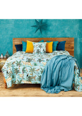 Päiväpeitto Jungle, 200 x 230 cm vaalea turkoosi - Lempi Lifestyle