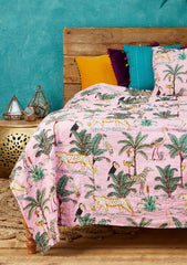 Päiväpeitto Jungle vaaleanpunainen 200 x 230 cm - Lempi Lifestyle