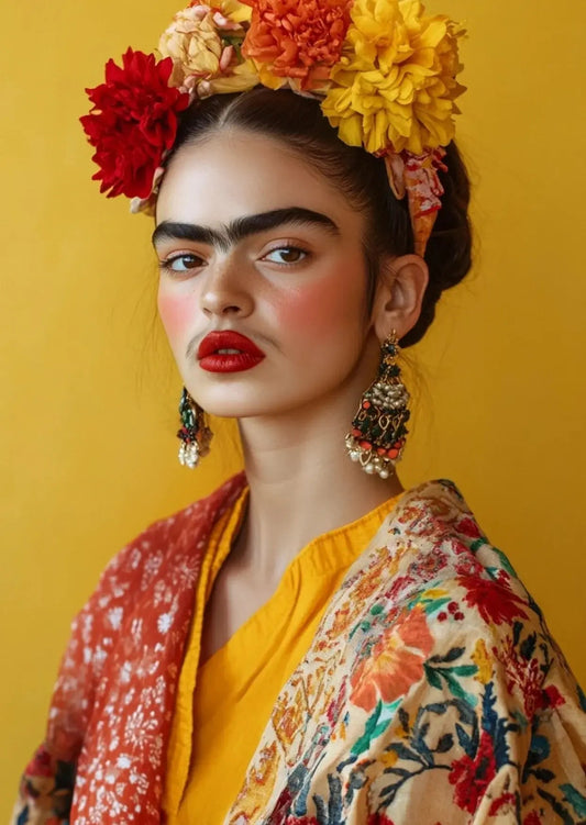 Postikortti Frida Kahlo - keltaiset kukat - Lempi Lifestyle
