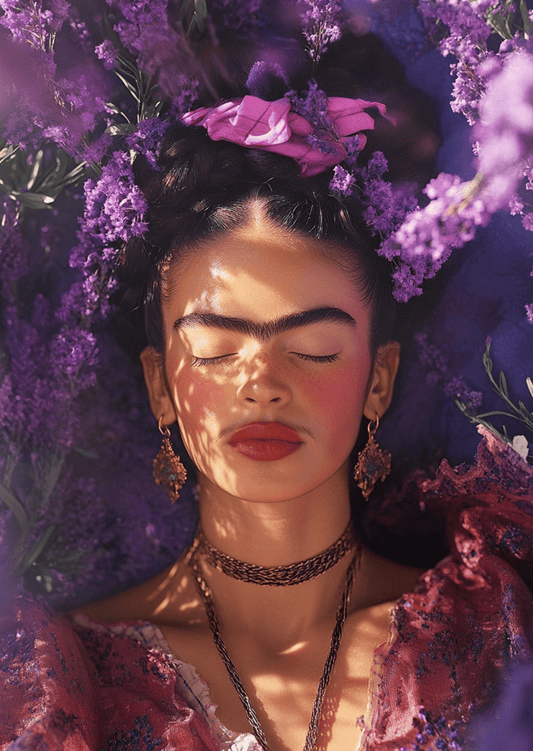 Postikortti Frida Kahlo - violetit kukat - Lempi Lifestyle