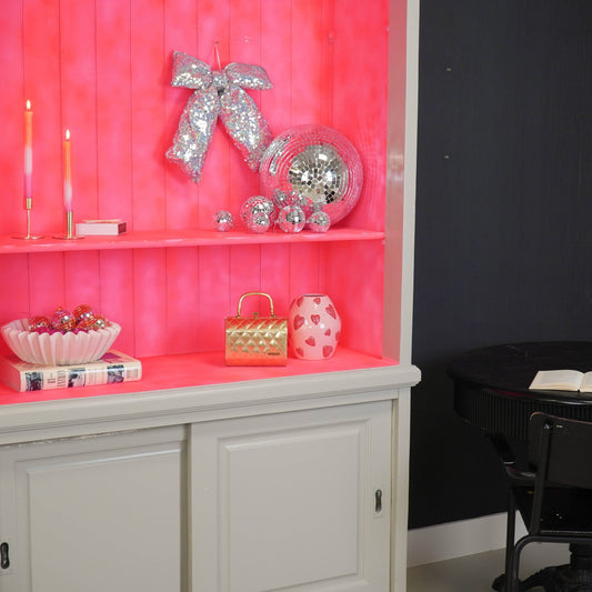 Rusetti hopea paljeteilla I iso topattu koristerusetti 32 x 40 cm - Lempi Lifestyle