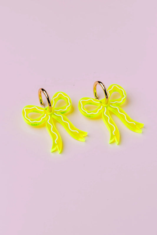 Rusetti korvakorut, neon keltainen - Lempi Lifestyle