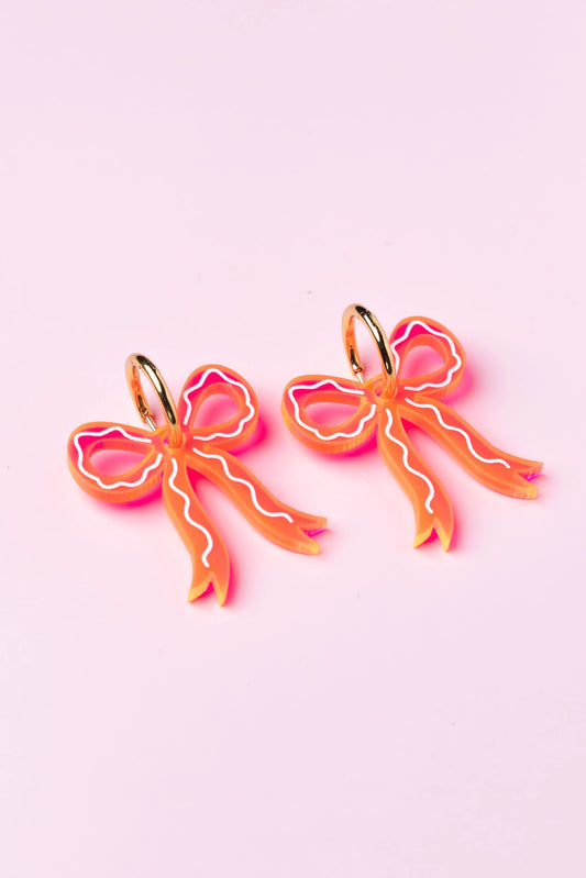 Rusetti korvakorut, neon pinkki - Lempi Lifestyle