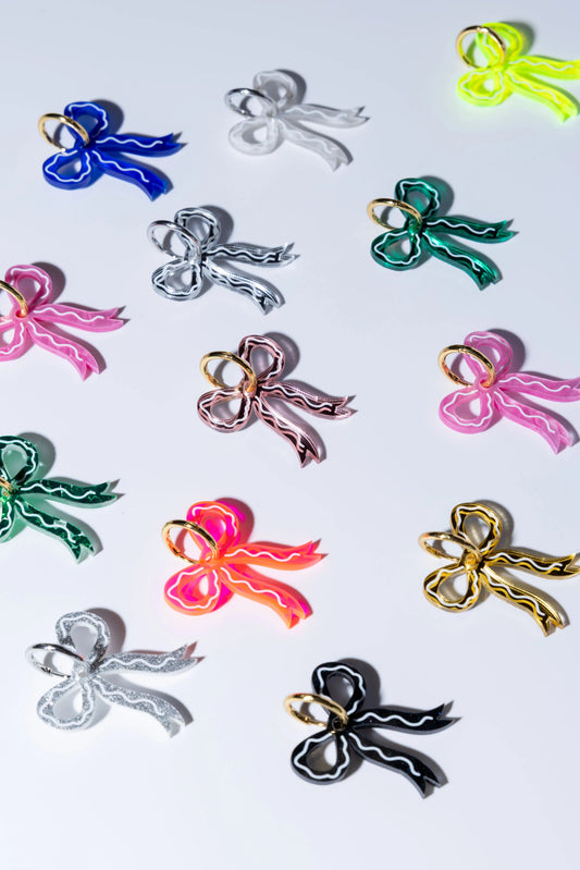 Rusetti korvakorut, vaaleanpunainen glitter - Lempi Lifestyle