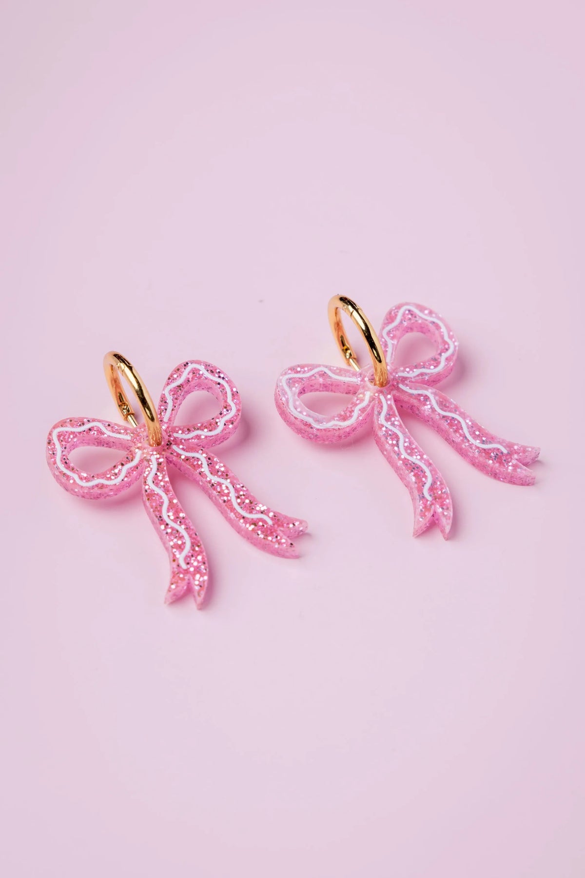 Rusetti korvakorut, vaaleanpunainen glitter - Lempi Lifestyle