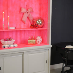 Rusetti puna - valko raitainen I iso topattu koristerusetti 32 x 40 cm - Lempi Lifestyle