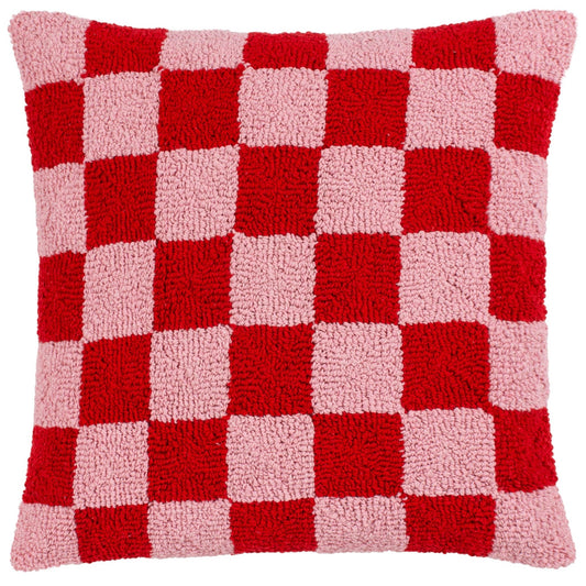 Sisustustyyny ruudullinen - punapinkki koristetyyny 45 x 45 cm - Lempi Lifestyle