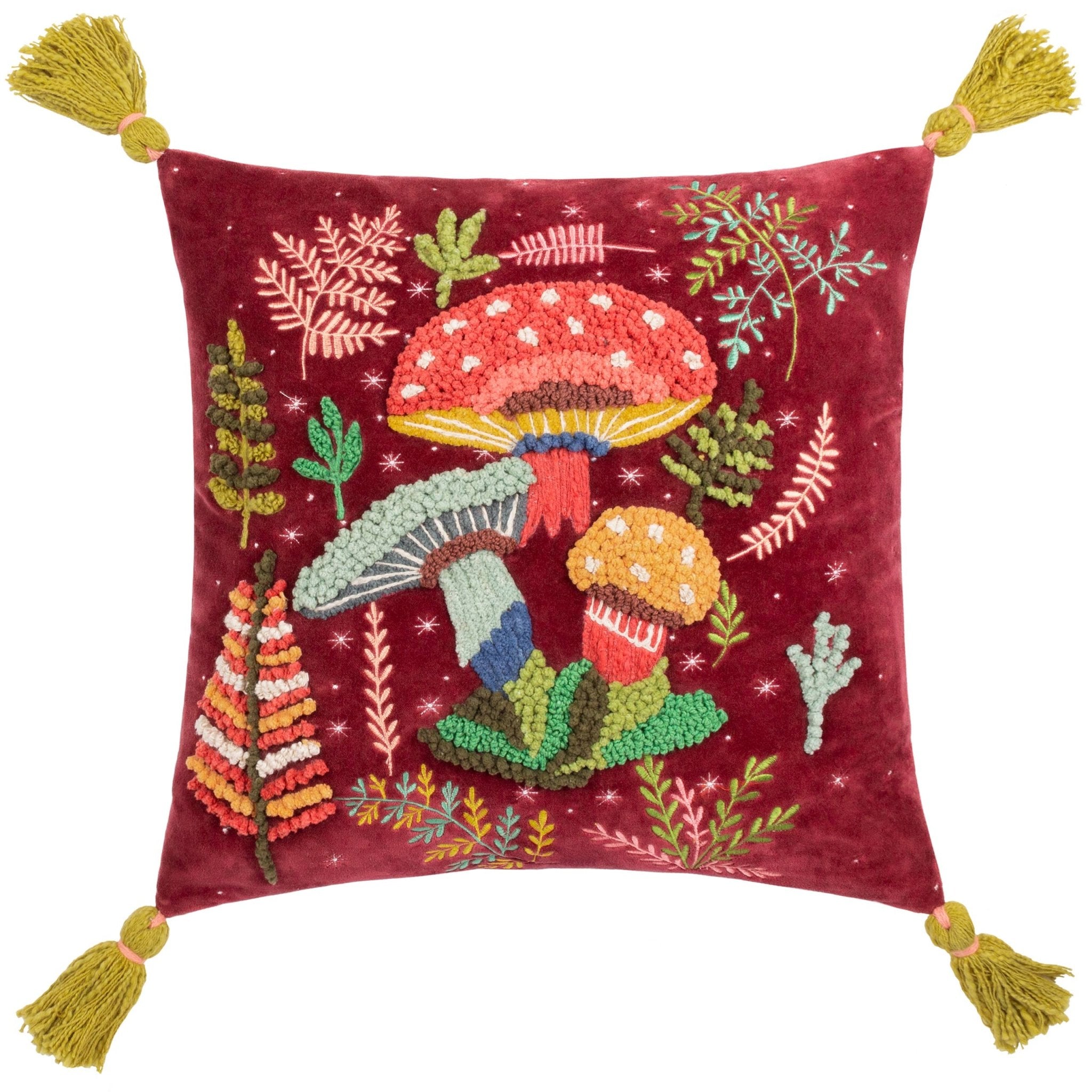 Sisustustyyny sienikuviolla I sametti 45 x 45 cm - Lempi Lifestyle