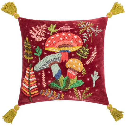 Sisustustyyny sienikuviolla I sametti 45 x 45 cm - Lempi Lifestyle