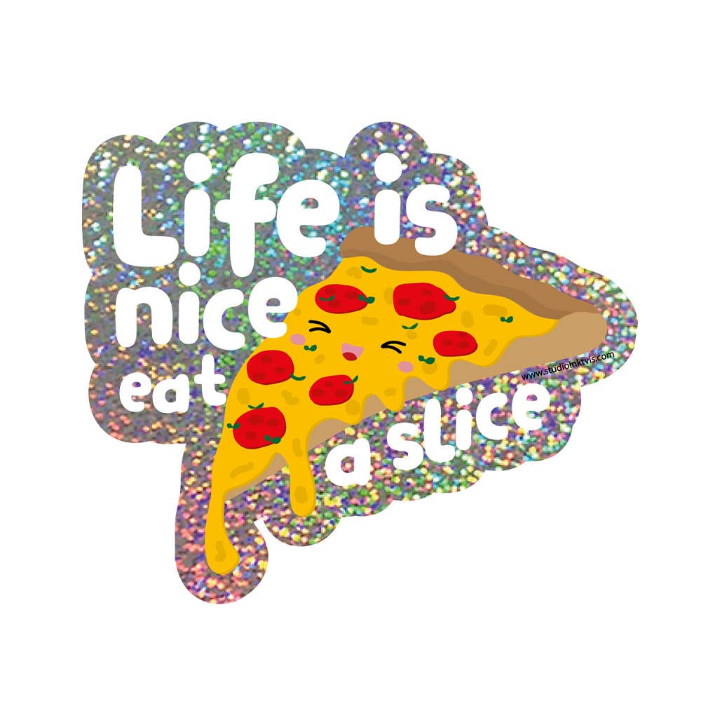 Vinyylitarra glitter pizza, Life is nice eat a slice - Lempi Lifestyle
