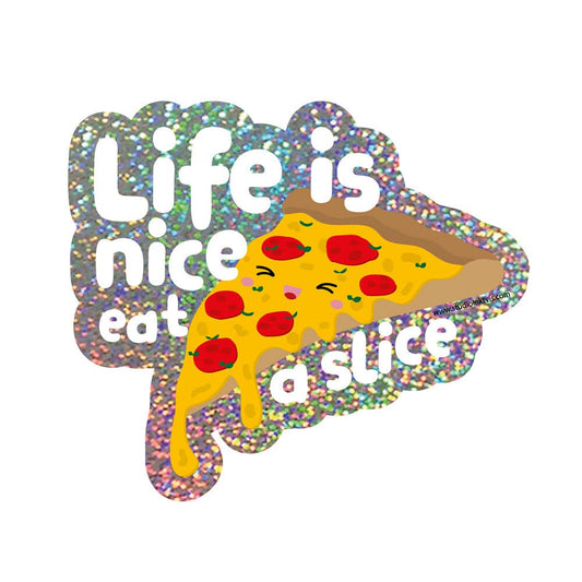 Vinyylitarra glitter pizza, Life is nice eat a slice - Lempi Lifestyle