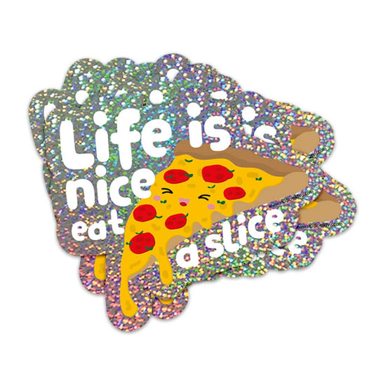 Vinyylitarra glitter pizza, Life is nice eat a slice - Lempi Lifestyle
