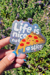 Vinyylitarra glitter pizza, Life is nice eat a slice - Lempi Lifestyle